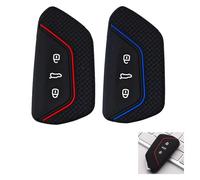Listing de Funda de Llave de Coche para VW Golf 8 E-Golf ID3 ID4 GTI GTE y Seat Leon MK4 Tarraco Ateca, 2 Uds Funda de Silicona 3 Botones, Protectora Anti-Rayas Anti-Desgaste, Color Rojo + Azul