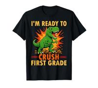Listo para Aplastar a los niños Dinosaurios de Primer Grado de Primer día de Escuela Camiseta