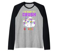 Listo para Aplastar a una Chica unicornia de 1er Grado Camiseta Manga Raglan