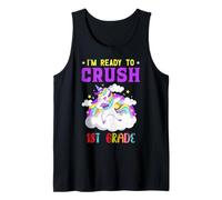 Listo para Aplastar a una Chica unicornia de 1er Grado Camiseta sin Mangas