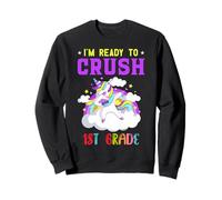 Listo para Aplastar a una Chica unicornia de 1er Grado Sudadera