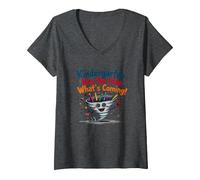 Listo para Aplastar el jardín de Infantes - ¡No Hay Idea de lo Que Viene! Camiseta Cuello V, Mujer, Jaspeado Oscuro, XL
