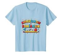 Listo para Aplastar la diversión Escolar de dominación de jardín de Infantes Camiseta, Niños, Azul Bebé, 3 años