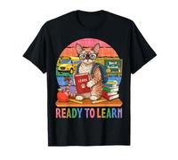 Listo para Aprender Devon Rex Cat Funny Back To School Student Camiseta
