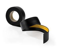 Listón de cobertura, listón plano autoadhesivo, moldura para ventana - ancho 30 mm - para interiores - PVC, flexible, plano - longitud 5 metros, Negro