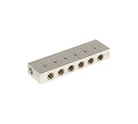 Listón de distribución, 6 grifos de bola integrados, aluminio fundido a presión, PN máx. 10 bar de vacío grueso, temp. -10 °C hasta 100 °C, entrada/salida G 3/8.