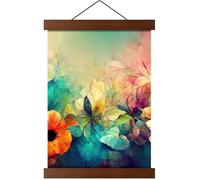 Listón de madera de 120 cm - Colgador de póster con imanes para colgar pósteres, fotos, diplomas de cualquier longitud - atrae la atención hacia el póster, sin montaje, fácil de colgar, marrón