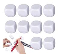 lisutupode Dados de borrado en seco, 10 cubos acrílicos de bloques blancos, cubos blancos de escritura de seis caras para números adhesivos, bloques de construcción, para contar matemáticas