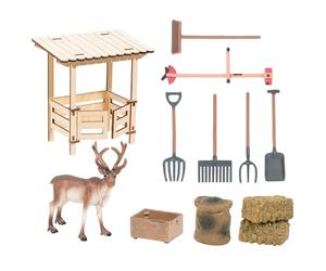 lisutupode Juego De Juguetes De Granja,Herramientas De Juego De rol De Y Reno De Madera | Set De Granja para Niños | para Familia Niños Niñas Amigos Estudiantes Hombres Mujeres Hogar Fiesta Interior