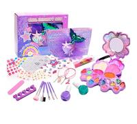 lisutupode Maquillaje para Niños,26 Piezas De Cosméticos Lavables Tema - Kit De Maquillaje para Niñas,para Niñas Edad 3-12 Cumpleaños Disfraz Juego De Ficción Navidad Juguetes
