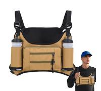 lisutupode Paquete de pecho, bolsa de chaleco deportivo para correr, con múltiples bolsillos, bolsa de pecho deportiva de gran capacidad para escalada en roca, senderismo, Khaki, Refer to description