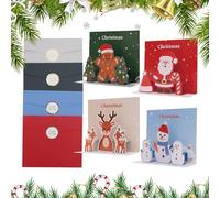 lisutupode Tarjetas de Navidad,4 Piezas Santa Claus Muñeco de Nieve - Tarjetas De 3D Decoraciones,Para Familia Amigos Colegas Maestros De Medias Regalos De Vacaciones