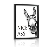 Liswit Arte de pared enmarcado con texto en inglés "Nice Ass, Donkey in para decoración de pared, casa de campo, decoración del hogar, letreros divertidos (11 x 14 pulgadas, negro)