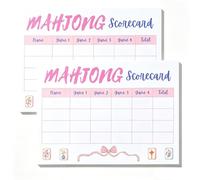 Litacimi 2 Pack American Mahjong Score Card, 40 Sheets/Pack Mahjong Score Notepad, 5.8″ × 8.3″(Pink2)