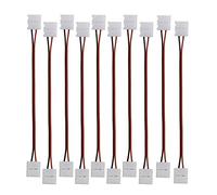 LitaElek 10pcs 2pin Conector de Tira LED de un Solo Color SMD 3528 2835 Cable extensión de luz de Cinta LED Conector de Esquina de LED Strip para Tira LED Monocromática de 2 Pines de 8mm Ancho