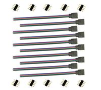 LitaElek 10pcs Conector Tira LED RGB Conector Controlador Cinta LED Puente 4 Pin LED Strip Connector Cable Extensión Banda LED 4 Pines Tapones para RGB 5050 3528 2835 LED Strip, 15cm Largo