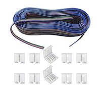 LITAELEK 20m Cable Alargador Tira LED RGB LED Strip Extension Cable 4 Pines Cable Extensión para RGB 5050 3528 2835 LED Strip + 10pcs Conector Cinta LED Adaptador Banda LED para RGB 5050 LED Strip