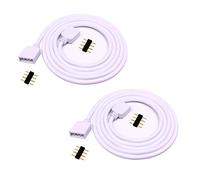 LitaElek 2pcs 3m Cable Alargador Tira LED RGB LED Strip Extension Cable 4 Pines Cable Extensión Cinta LED Extensor Cable Banda LED 4 Pin Conector para SMD 5050 3528 2835 RGB LED Strip, Blanco