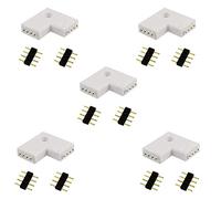 LitaElek 5pcs Conector Esquina Tira LED RGB Conector Forma L Cinta LED 4 Pin LED Strip Connector Adaptador L Banda LED 4 Pines Conector ángulo Recto para RGB 5050 3528 2835 LED Strip, Blanco