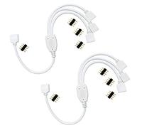 LitaElek Cable Divisor LED de 4 pines Conector de Tira LED Divisor de 3 Vías Y Splitter LED Para SMD 5050 3528 2835 RGB LED luces de tira Con 8x Conectores de 4 pines -30cm (1 a 3 cable de divisor, 2pcs)