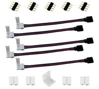 LITAELEK Conector Tira LED RGB 5050 LED Strip Connector 4 pines Conector Rápido Cinta LED Cable Banda LED Adaptador Puente Conector Controlador LED Adapter para Tira LED RGB 5050 de 10mm Ancho