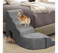 LitaiL Escalera para perros de 74 cm de alto para cama con somier, ahorra espacio, se adapta a cada lado del extremo de la cama, rampa para perros multiusos para cama, escalera antideslizante para