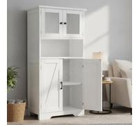 Litake Armario Alto 128 cm Madera con Cristal y estantes Ajustables