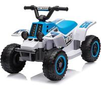 Litake Coche Eléctrico para Niños 6V 4 Ruedas 3-6 Años Color Azul y Blanco | Un divertido quad eléctrico niño con luces LED, música, claxon y marcha atrás, batería recargable para exteriores