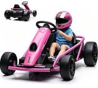 Litake Go Kart Eléctrico Drift Infantil 24V (2x150W) - 2 baterías 12V 9Ah - 6-18 km/h - Asiento Ajustable, Avance/Retroceso, Modo Drift, Arranque Suave, MP3 - hasta 70 kg - Color: Rojo Rosa