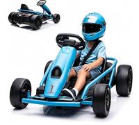 Litake Go Kart Eléctrico Drift Infantil 24V (2x150W) - 2 baterías 12V 9Ah - 6-18 km/h - Asiento Ajustable, Avance/Retroceso, música MP3 y bocina - Color: Azul