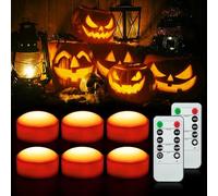 Litake Luces de calabaza de Halloween con mando a distancia, luces LED de calabaza parpadeantes Jack-O-Lantern luces con temporizador, decoración de Halloween, calabaza con batería, luz LED de