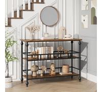 Litake Mesa Consola Estrecha 43" para Entrada y salón - Mesa detrás del sofá con almacenaje y estantería Abierta de 3 Niveles - Estilo Industrial rústico - Color: Clásico