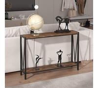 Litake Mesa Consola Estrecha de 2 Niveles con Estante, Estilo Industrial