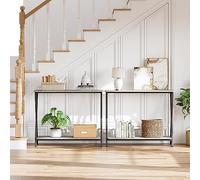 Litake Mesa Consola Estrecha Industrial de 2 Niveles para recibidor y detrás del sofá - con Estante de Almacenamiento y Estructura metálica - para Pasillo y salón - Gris, 80x30x81 cm