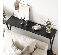 Litake Mesa Consola Estrecha Industrial de 2 Niveles para recibidor y detrás del sofá - con Estante de Almacenamiento y Estructura metálica - para Pasillo y salón - Negro, 80x30x81 cm