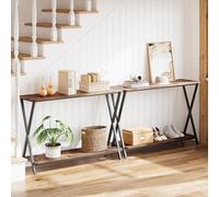 Litake Mesa Consola Estrecha Industrial de 2 Niveles para recibidor y detrás del sofá - con Estante de Almacenamiento y Estructura metálica - para Pasillo y salón - Clásico, 105x30x81 cm