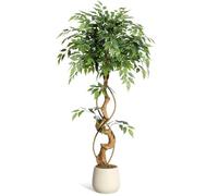 Litake Plantas Artificials Decorativas Ficus 120cm, Tronco Curvo Elegante, Arboles Artificiales Interior Hiperrealista para, Hogar, Oficina, Casa, Salón, Dormitorio