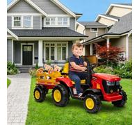 Litake Tractor eléctrico Infantil 12V con Remolque Desmontable - Doble Motor 35W, 3 velocidades - Control Remoto, Luces LED, música y claxon - Coche eléctrico Seguro y Divertido para niños de 3 a 8