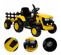 Litake Tractor Eléctrico Infantil 12V con Remolque Desmontable | Doble motor 35W, 6 ruedas, 3 velocidades - Mando a distancia, luces LED, música MP3/inalámbrico/USB - Para niños de 3 a 8 a