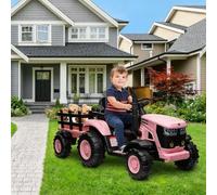 Litake Tractor eléctrico Infantil 12V con Remolque Desmontable - Doble Motor 35W, 6 Ruedas, 3 velocidades - Control Remoto Parental, Luces LED, MP3/inalámbrico - Coche eléctrico para niños de 3 a 8
