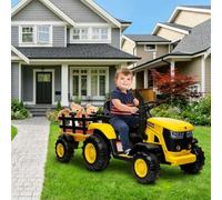 Litake Tractor eléctrico Infantil 12V con Remolque Desmontable - Doble Motor Potente, 3 velocidades - Mando a Distancia, Luces LED, música MP3/inalámbrico, neumáticos Resistentes - Vehículo eléctrico