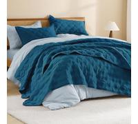 Litanika Juego de Cama tamaño Queen, Color Verde Azulado - edredón Completo Ligero y Mantas Turquesa - Funda nórdica decoración de Cama para Todas Las Estaciones - 3 Piezas (1 edredón, 2 Fundas de