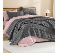 Litanika Juego de edredón Gris tamaño King (250 x 220 cm), 3 Piezas (1 edredón Gris, 2 Fundas de Almohada) Colcha Cosida, para Todas Las Estaciones del año, Juego de Cama Acolchado Alternativo de