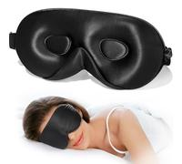 LitBear 100% 22 Momme Mulberry Silk Sleep Mask - 3D Contoured Eye Mask for Men & Women, Soft Breathable Sleeping Mask with Adjustable Strap, Perfect Blocks Light for Sleeping (Black)