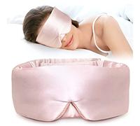 LitBear Antifaz de seda para dormir de lado, máscara de ojos para mujeres y hombres, 100% seda de morera pura de 22 momme, cubierta acolchada de seda para dormir con banda ajustable (rosa)