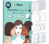 LitBear Parches grandes para el acné (7 tamaños, 306 parches), parches grandes para espinillas, talla XL, para toda la cara, frente, barbilla, nariz, cuerpo, espalda, cuello y pecho, parches
