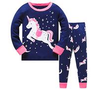 LitBud Niña Niños Pijamas de Navidad Unicornio Ropa de Dormir 2 unids Manga Larga Tops + Pantalones PJ Conjuntos para Niños Tamaño 8-9 Años 9T Festividad de Todos los Santos