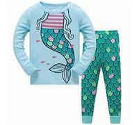 LitBud Niña pequeña Pijama de Navidad Sirena Ropa de Dormir 2 unids Manga Larga Tops + Pantalones Pjs Conjuntos para Niños Tamaño 2-3 Años 3T