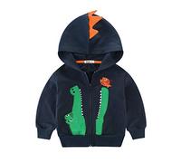LitBud Niños Sudaderas con capucha para niño Dinosaurio de dibujos animados Cocodrilo Navidad Acción de gracias Zipper Packaway Chaqueta Otoño Capa Azul Tamaño 2-3 Años 3T