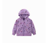 LitBud Ropa para Niña Chaqueta Niña Abrigos Manga Larga Sudadera Flores Cremallera Niños Otoño Invierno Púrpura Edad 6-7 Años Regalos de Acción de Gracias